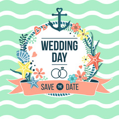Wedding day romantic marine decorative invitation
