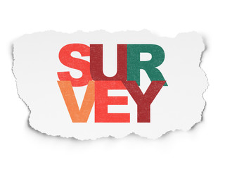 Science concept: Survey on Torn Paper background