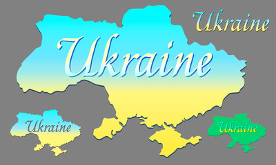 map of Ukraine with word name, vector