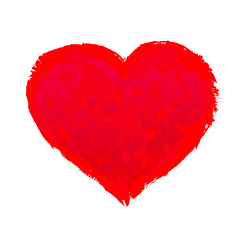 Hand-painted red heart, vector 
