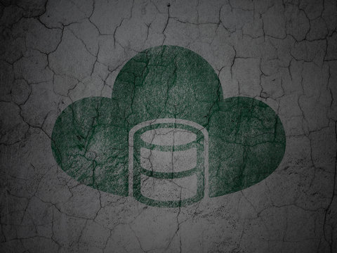 Database concept: Database With Cloud on grunge wall background
