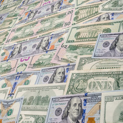 several dollar bills