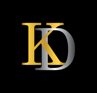 KD initial letter with gold and silver
