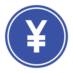 Obraz premium Japanese Yen blue round currency symbol Vector EPS10, Great for any use.