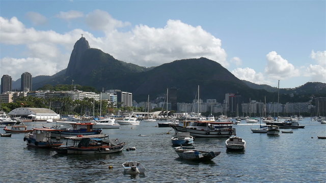 Rio de Janeiro harbour with the Cristo Redentor statue.