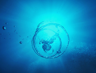ring and bubbles from the air in water
