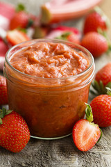 Rhubarb and strawberry jam