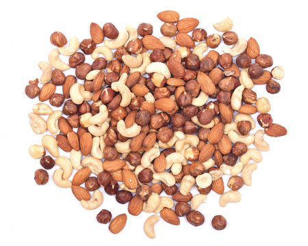 Mixed Nuts On White Background