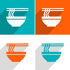 Bowl of noodles with a pair of chopsticks icon Vector EPS10, Great for any use.