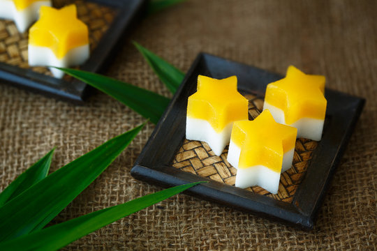 gel&eacute;e de mangues et de cr&egrave;me de coco 