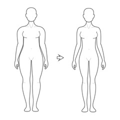 Weight Loss Vector Art - fat and thin female.