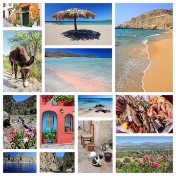 Crete island travel collage