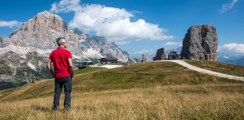 Fototapeta premium Relax at Five Tower, Dolomites mountain