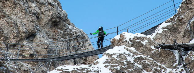 Climbing at Cristallo mountain, Dolomites