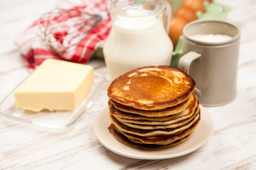 High pile of delicious pancakes