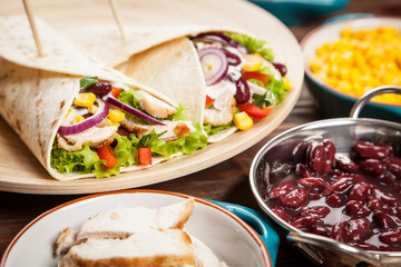 Tortilla with a mix of ingredients
