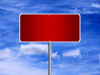 High resolution blank road sign empty highway street red signage.