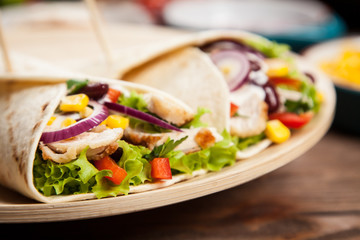 Tortilla with a mix of ingredients