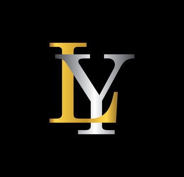 LY initial letter with gold and silver
