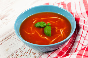 Tomato soup and basil
