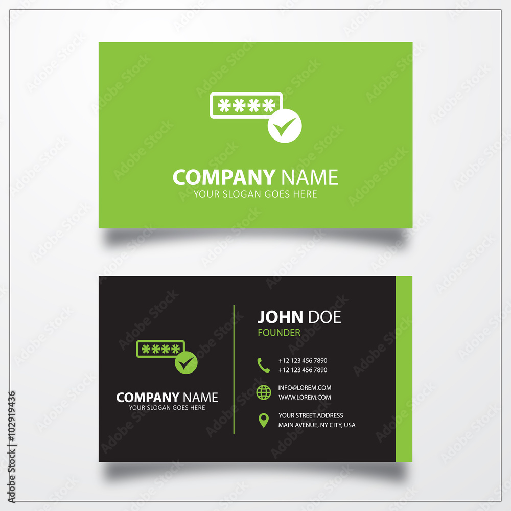 Poster password verification icon. business card template