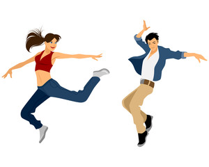 Fototapeta na wymiar Guy and girl dancing