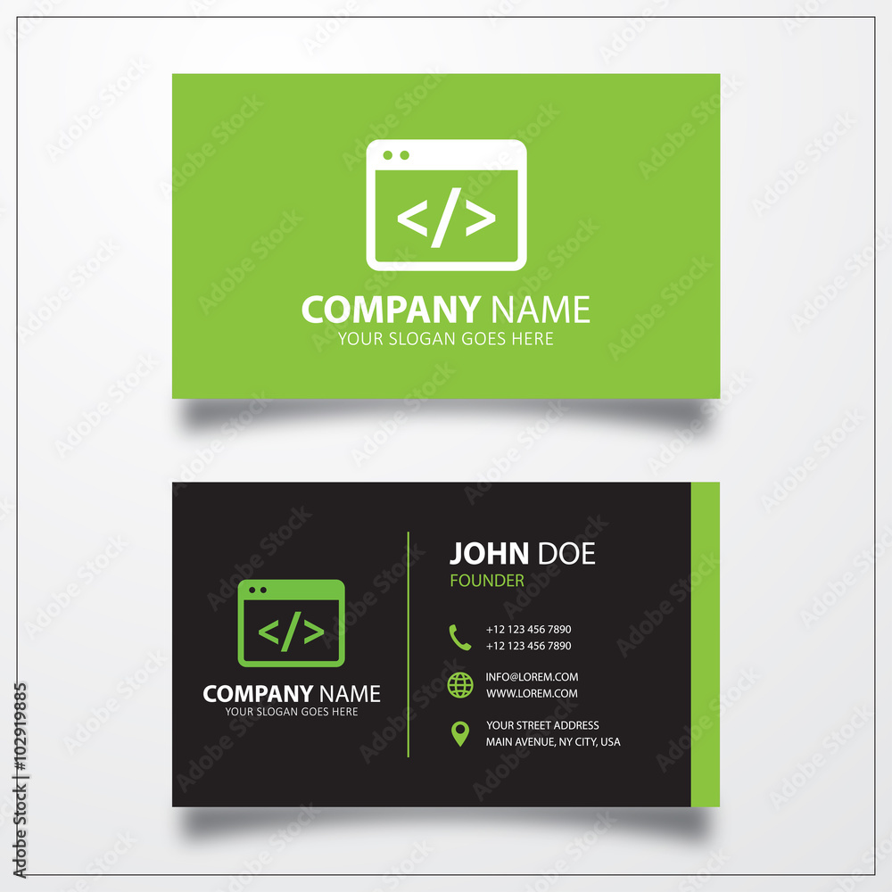 Poster Coding icon. Business card template