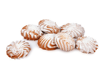 cookies with powdered sugar isolated on white background