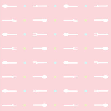 Spoon Fork , Pink Background Pattern Vector EPS10, Great for any use.
