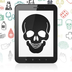Health concept: Tablet Computer with Scull on display