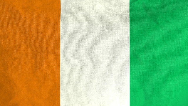 Ivorian flag waving in the wind (full frame footage in 4K UHD resolution).