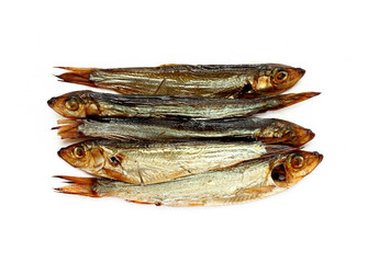 Smoked sprats isolated on the white background