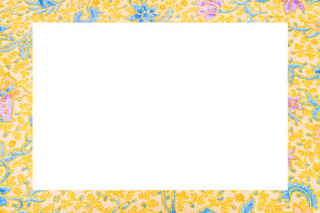 Batik cloth frame on white background