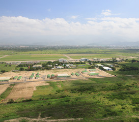 Fototapeta na wymiar Aerial view of the airfield and runways