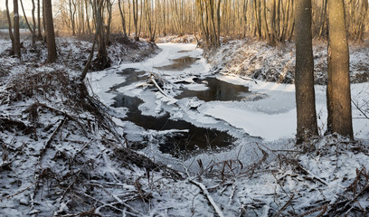 Fototapeta premium Frozen river in winter wonderland