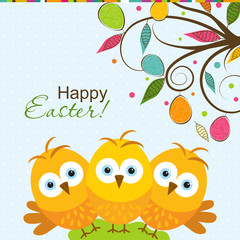 Obraz premium Template Easter greeting card, chick, vector