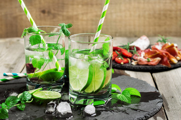 Mojito cocktail and ingredients