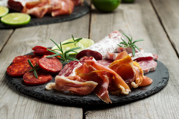 Traditional spanish tapas or italian antipasti
