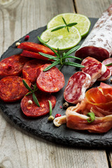 Traditional spanish tapas or italian antipasti