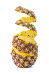 Peel off pineapple isolated on white background