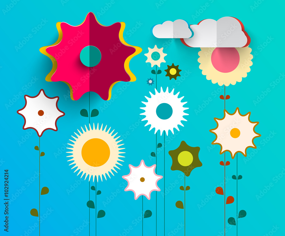 Poster flowers - vector flower background - pattern in retro style