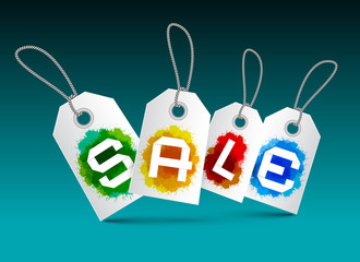 Obraz na płótnie Canvas Sale Tags Set - Vector Labels with Splashes