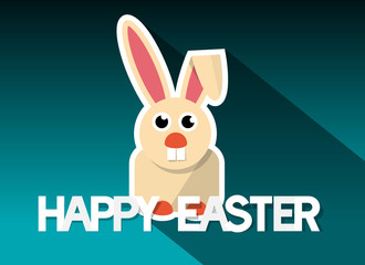 Happy Easter Card with Bunny - Rabit on Retro Vector Background