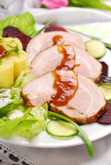 dinner with roasted pork and potato