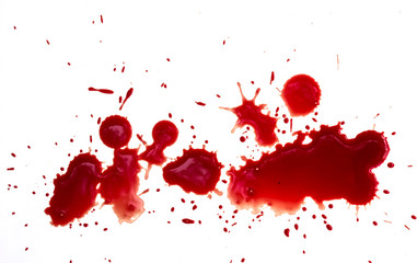 blood droplets on white  background