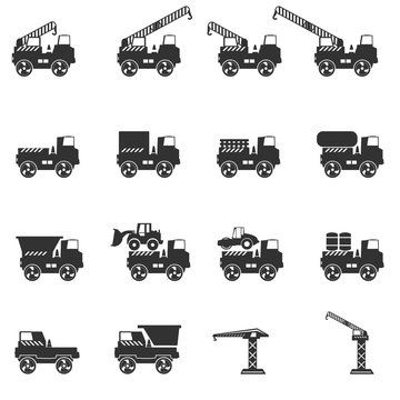 Truck icon set. Vector silhouettes