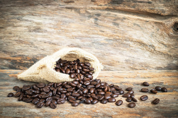coffee bean on wood background