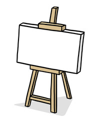 wooden easel with blank canvas / cartoon vector and illustration, hand drawn style, isolated on white background.
