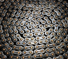 bike chain coiled in spiral