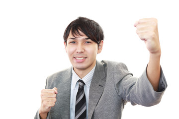 ガッツポーズのビジネスマン